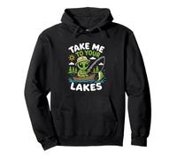 Pesca Alien Lago Vida Pescador OVNI Secuestro Nave Espacial Sudadera con Capucha