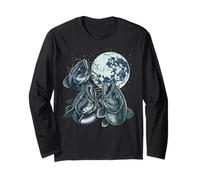 Pesca Bagre Luna Maldita Aullido Divertido Meme Hombres Mujeres Niños Manga Larga