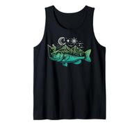 Pesca Bass Fish Mountain Star Fisherman Art Hombres Mujeres Niños Camiseta sin Mangas
