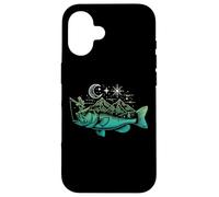 Pesca Bass Fish Mountain Star Fisherman Art Hombres Mujeres Niños Carcasa para iPhone 16