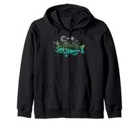 Pesca Bass Fish Mountain Star Fisherman Art Hombres Mujeres Niños Sudadera con Capucha