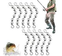 Pesca con Cadena Giratoria,10 Piezas Aparejo de Troleo para Bagre en Acero Inoxidable | Giratorios con Bolas para Pesca Y Rotación 360° - Trucha Crappie Rape Bagre Y Peces En Agua Salada Marina