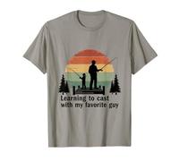Pesca con papá Retro Puesta de Sol aprendiendo a lanzar Regalo Camiseta