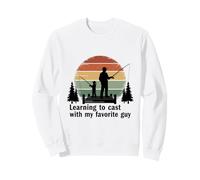 Pesca con papá Retro Puesta de Sol aprendiendo a lanzar Regalo Sudadera