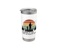 Pesca con papá retro puesta de sol aprendiendo a lanzar regalo Vaso térmico de acero inoxidable de doble pared