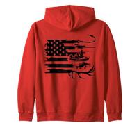 Pesca de la bandera americana - Pescador patriótico de bajo 4 de julio Sudadera con Capucha