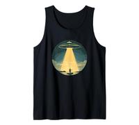 Pesca enganchada por un OVNI para una risa temática espacial Camiseta sin Mangas