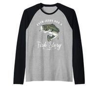 Pesca Incluso Jesús Tenía Historia De Pescado Divertido Bass Papá Christian Camiseta Manga Raglan