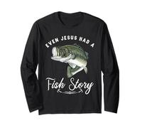 Pesca Incluso Jesús Tenía Historia De Pescado Divertido Bass Papá Christian Manga Larga