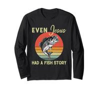 Pesca Incluso Jesús Tenía Historia De Pescado Divertido Bass Papá Christian Manga Larga