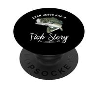 Pesca Incluso Jesús Tenía Historia De Pescado Divertido Bass Papá Christian PopSockets PopGrip Adhesivo