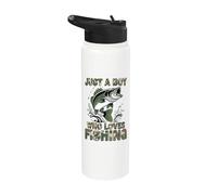 Pesca, para niños | Just A Boy Who Loves Fishing, Camo Stainless Steel Insulated Water Bottle
