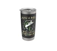 Pesca, para niños | Just A Boy Who Loves Fishing, Camo Vaso térmico de acero inoxidable de doble pared