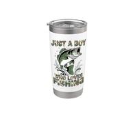 Pesca, para niños | Just A Boy Who Loves Fishing, Camo Vaso térmico de acero inoxidable de doble pared