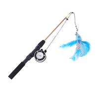 Pesca Pole Cat Toy | Retractable Fishing Pole Wand Catcher Exerciser | Encourages Hunting Instincts 2-Section Long Cat Teaser, Cats Training Game for Kitten Indoor Bored Cats Cat Accessories
