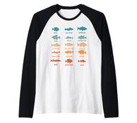 Pesca Tipos de Especies de Peces de Agua Dulce Biología Camiseta Manga Raglan