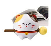 Pescado de madera gato de la suerte - 10,5 x 7,5 x 6 cm para templo en miniatura de la mascota de la , para la relajación del sonido de oficina, base para aliviar el estrés | Rico