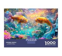 Pescado de Oro y Burbujas en un Estanque vívido Puzzle De 1000 Piezas Colorido Koi Juego De Puzzle Familiar para Todas Las Edades 52x38cm/1000pcs