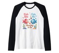 Pescado Él O Pescado Ella Mamá ToBe Género Revelar Ocean Baby Camiseta Manga Raglan