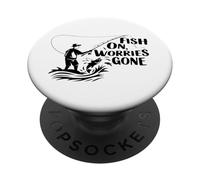 Pescado en preocupaciones desaparecidas disfrutar de la vida al aire PopSockets PopGrip Adhesivo