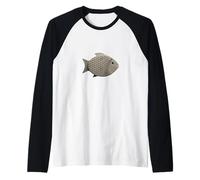 Pescado estilizado en Colores marrón y óxido Camiseta Manga Raglan