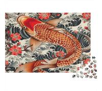 Pescado Koi - Estilo japonés del Tatuaje Rompecabezas 1000 Piezas Ilustrados Desafío Imposible Adultos Familia Regalo Hombre Mujer Coloridos Papel 38x26cm/1000pcs