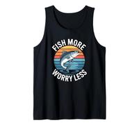 Pescado Más Preocupación Menos, Retro Sunset Fishing Lover Camiseta sin Mangas