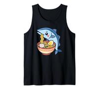 Pescado Picante del Pacífico Comiendo Fideos Ramen Kawaii Lindo Divertido Camiseta sin Mangas