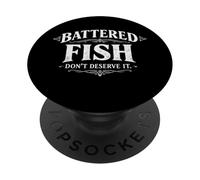 Pescado rebozado No lo mereces Divertido Mariscos Juego de Palabras Humor PopSockets PopGrip Adhesivo