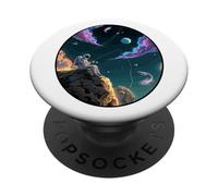 Pescador Astronauta Espacio Pescador Universo Solo Sueño PopSockets PopGrip Adhesivo