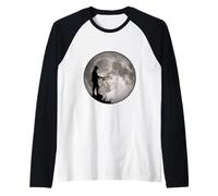 Pescador bajo la Luna Llena Camiseta Manga Raglan