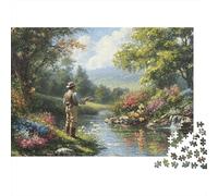 Pescador en el Río Puzzle para Adultos Puzzle de 1000 Piezas Papel Paisaje Natural Relajación Desarrollo Concentración Decoración Hogar Regalo Familia 70x50cm/1000pcs