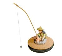 Pescador flotante, decoración de acuario con caña de pescar, figuras de para paisajismo, hogar, paludario, terrario, estudio, camarón betta, dragón barbudo