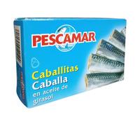 PESCAMAR Caballitas Caballa en Aceite de Girasol 115 g | Conserva de Pescado Azul Lista para Consumir | Rica en Proteínas | Ideal para Ensaladas, Tostas y Aperitivos