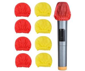 Pesderty 120PCS Cubierta de MicróFono Desechable Cubierta de MicróFono No Tejida Cubierta Antipolvo Cubierta de MicróFono-Rojo + Amarillo