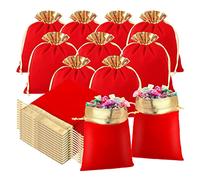 Pesderty 30 PCS con Bolsas de JoyeríA Bolsas con CordóN Bolsa de Regalo Favor Bolsa de Almacenamiento Bolsa de Maquillaje para Boda Bolsa de Dulces (Rojo)