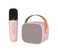 Pesderty Altavoz Bluetooth con 1 MicróFono InaláMbrico MáQuina de Karaoke Reproductor de MúSica para Adultos y NiñOs de Subwoofer Rosa