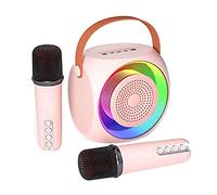 Pesderty Altavoz de Karaoke Bluetooth PortáTil con 2 MicróFonos, Apto para Regalos de CumpleañOs, Fiestas en Casa