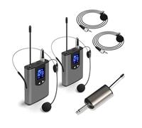Pesderty Auriculares InaláMbricos PortáTiles UHF/MicróFono Lvalier con Transmisor y Receptor de Petaca, Salida de 1/4 de Pulgada 1 A 2