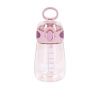 Pesderty Botella de Agua de 400 Ml con Pajita para NiñOs PequeñOs con Asa, Botella con Pajita de Boca a Prueba de Fugas C