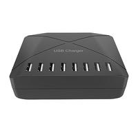 Pesderty Cargador Multipuerto USB de 40W Cargador de Carga RáPida Concentrador Cargador de Carga RáPida de 8 Puertos Cargador de Base de Escritorio Enchufe de la UE Negro