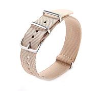 Pesderty Correa de Reloj Nylon de Metal de 18mm Fino Hebilla de Acero Inoxidable Clave de Color de Albaricoque