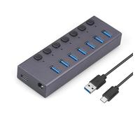 Pesderty Divisor USB3.0 HUB Multiinterfaz de Carga de 7 Puertos con Interruptor