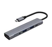 Pesderty EstacióN de Acoplamiento Cinco en HUB USB C Compatible con con 4K @ 30Hz + PD 60W + USB 3.0 + USB 2.0 + Control de Cable de Audio/MicróFono