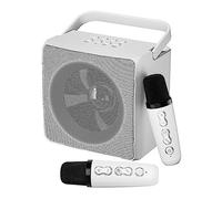 Pesderty Family KTV Audio Set MicróFono InaláMbrico Dual un Altavoz Bluetooth de Karaoke PortáTil para Exteriores, Blanco