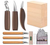 Pesderty Kit para Tallar Madera, Kit para Tallar Madera para Principiantes Herramienta para Tallar Madera con Cuchillo para Tallar Bloques y Guantes de Tilo