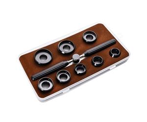 Pesderty Kits de Herramientas para Relojes de 9 Piezas 5537 Juego de ExtraccióN de Abridor de Cubierta Trasera de Reloj Llave y 8 Troqueles Accesorios de ReparacióN de Relojes