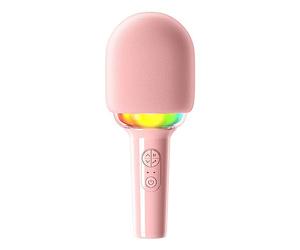 Pesderty L8 Luz LED MicróFono InaláMbrico Integrado Bluetooth Family K Song Treasure Altavoz Inteligente con ReduccióN de Ruido Rosa