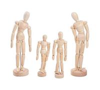 Pesderty Maniquí de Madera con Cabeza de Tonto, Figura de Artista de Madera, Modelo de MuñEca para Boceto, CarbóN, DecoracióN de Escritorio de Oficina en Casa, Regalo, 4 Piezas
