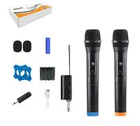 Pesderty MicróFono de Mano InaláMbrico de MicróFono DináMico InaláMbrico Profesional Dual, Audio para el Hogar Al Aire Libre con Dos Remolques